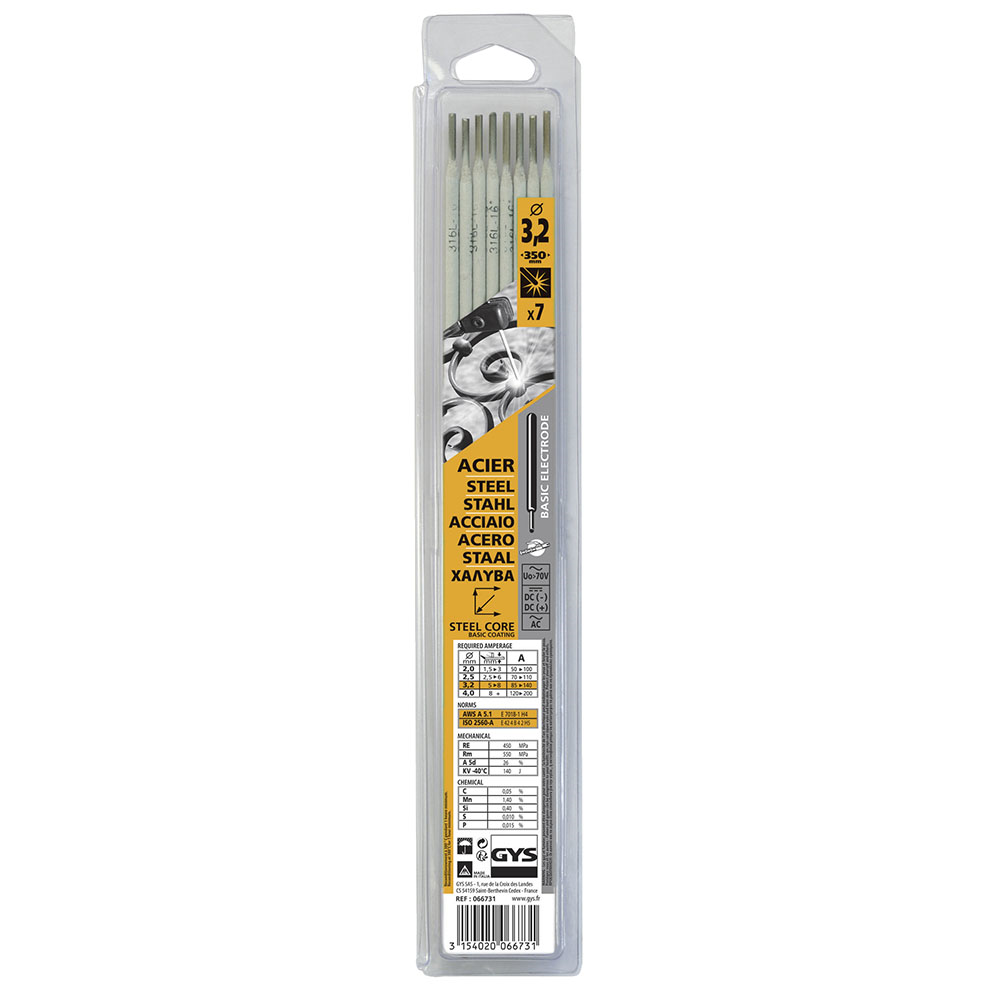 GYS BASIC E7018 bázikus hegesztő elektróda, 3.2 mm, 7 szál/csomag termék fő termékképe