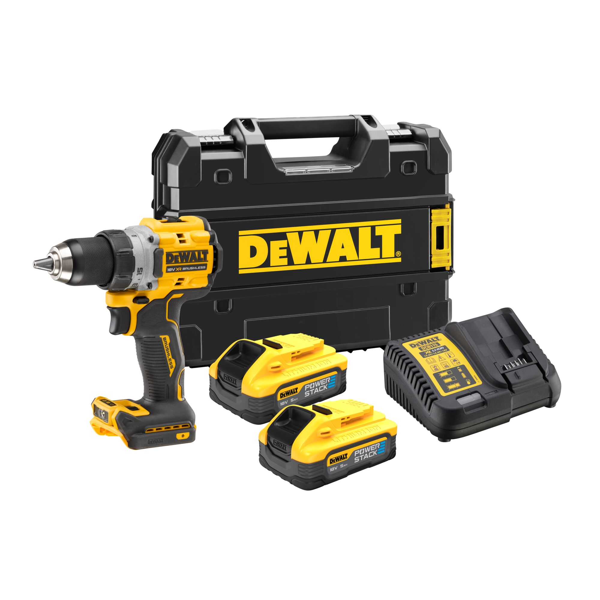 Dewalt DCD800H2T szénkefe nélküli akkus fúró-csavarozó (2 x 5.0 Ah Powerstack Li-ion akkuval, TSTAK kofferben) termék fő termékképe