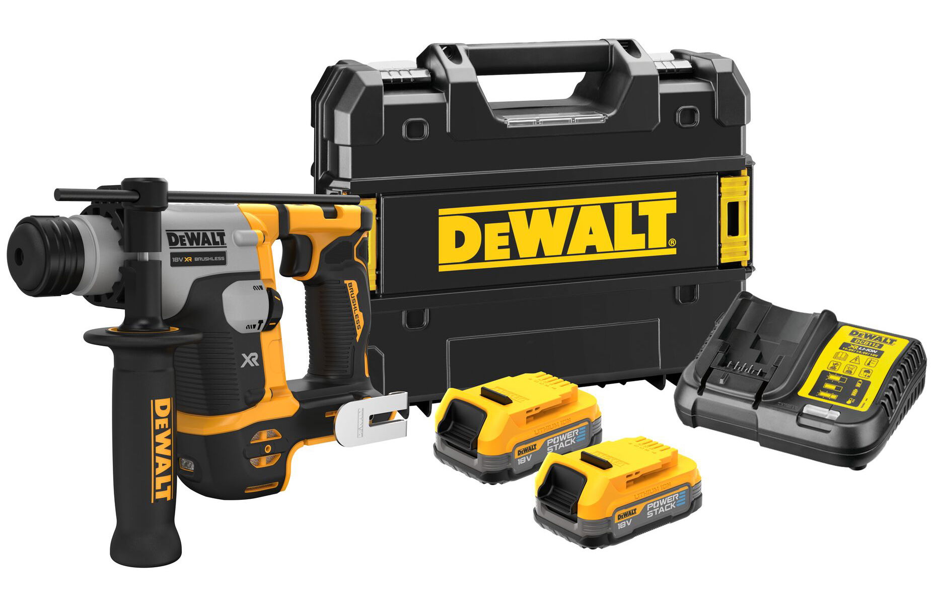 Dewalt DCH172E2T szénkefe nélküli akkus SDS-plus fúrókalapács (2 x 1.7 Ah Powerstack Li-ion akkuval, TSTAK kofferben) termék fő termékképe